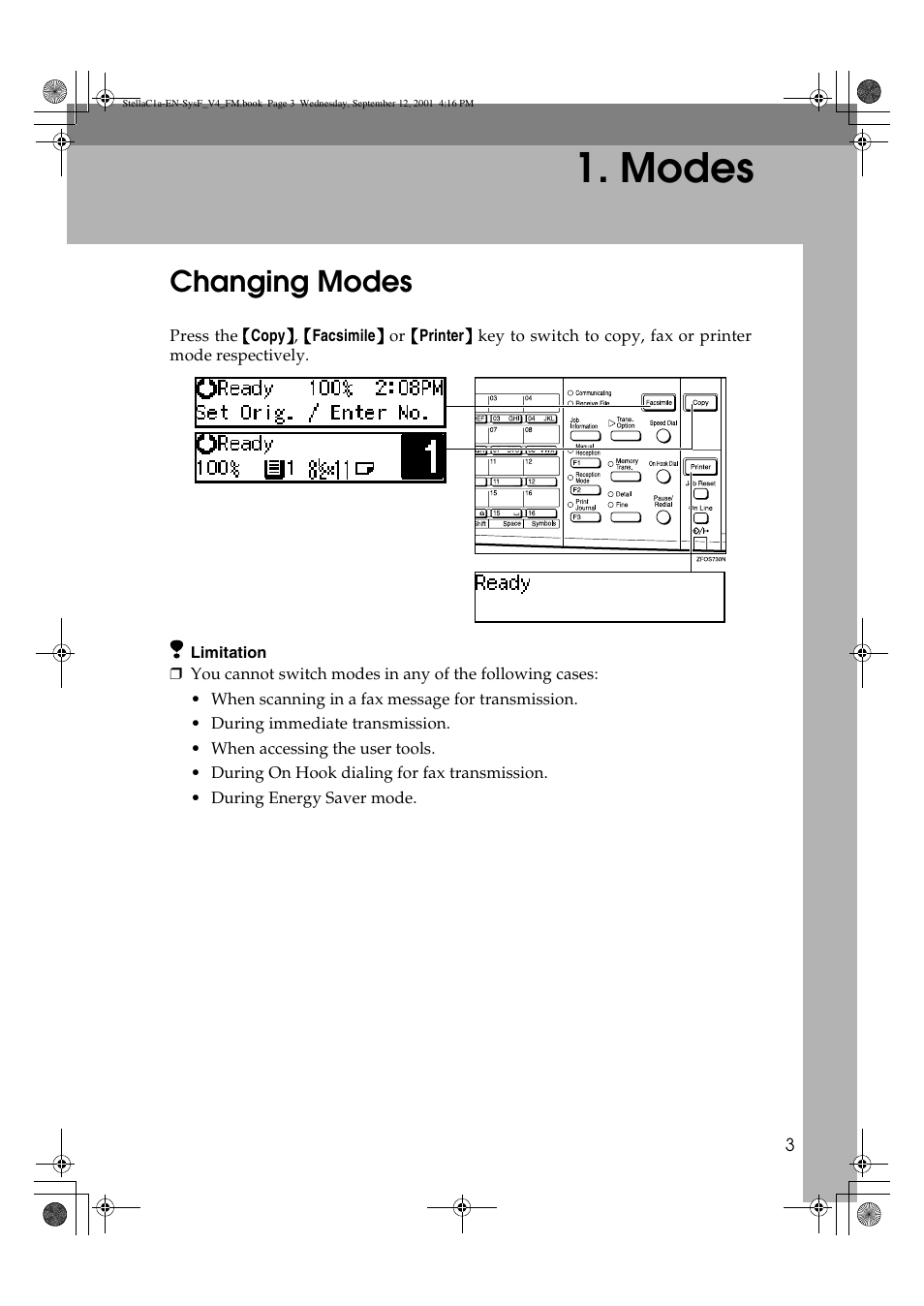 Modes, Changing modes | Dixon Aficio 1515 User Manual | Page 817 / 1171
