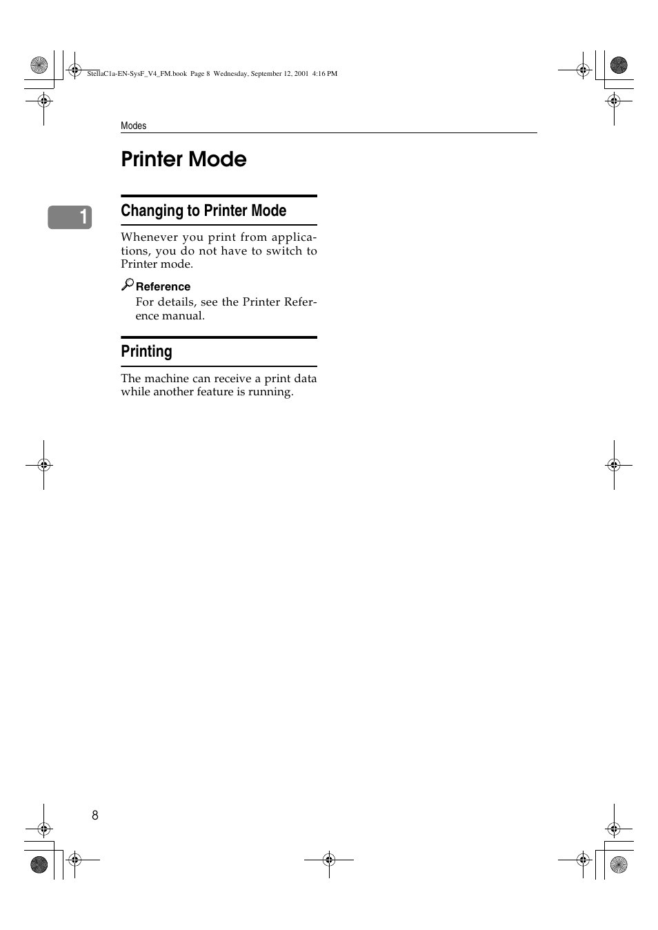 Printer mode, 1printer mode | Dixon Aficio 1515 User Manual | Page 822 / 1171