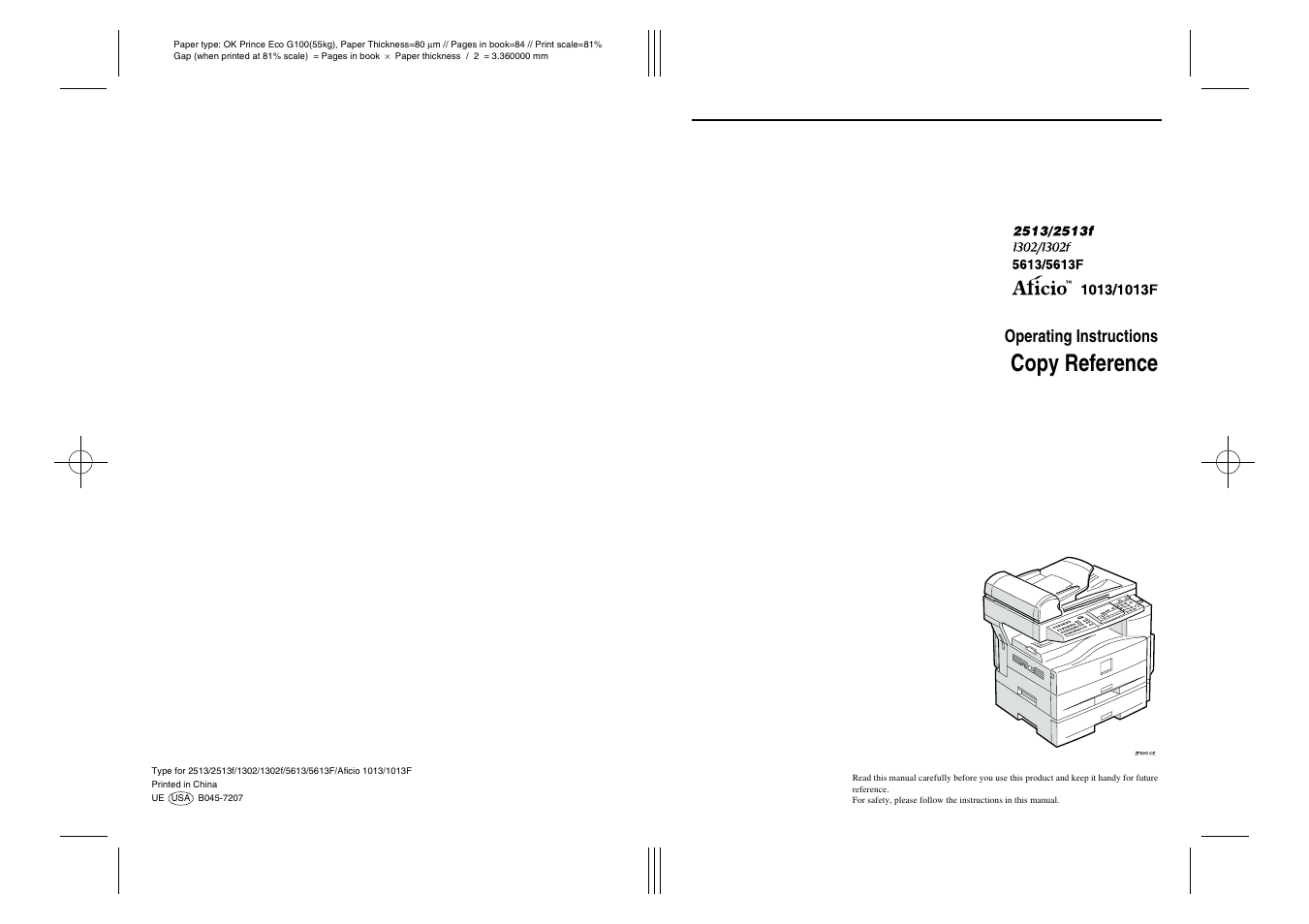 B044 operation instructions copy reference, Copy reference, Operating instructions | Dixon Aficio 1515 User Manual | Page 831 / 1171