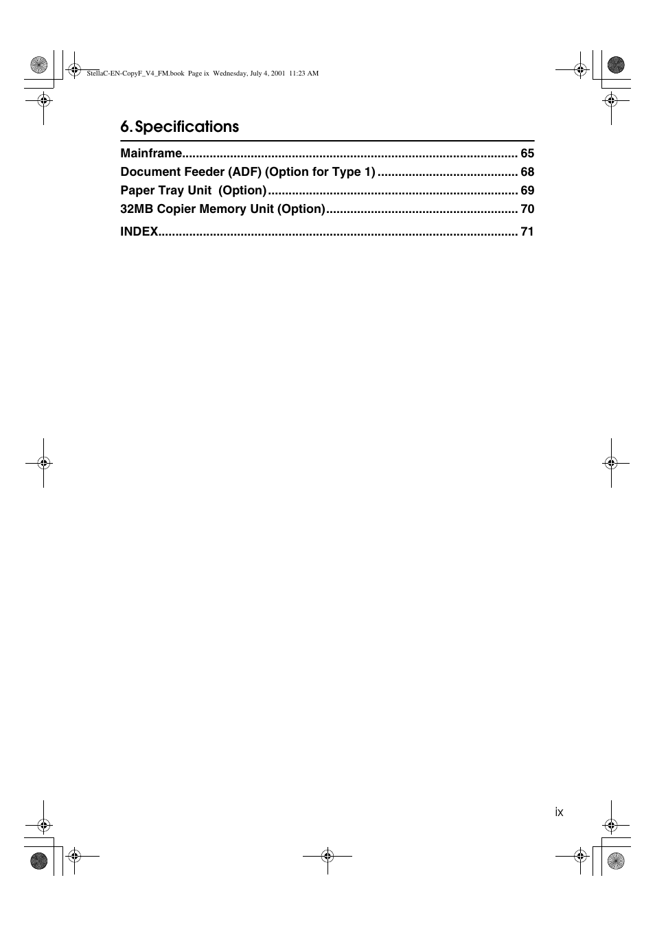 Specifications | Dixon Aficio 1515 User Manual | Page 841 / 1171