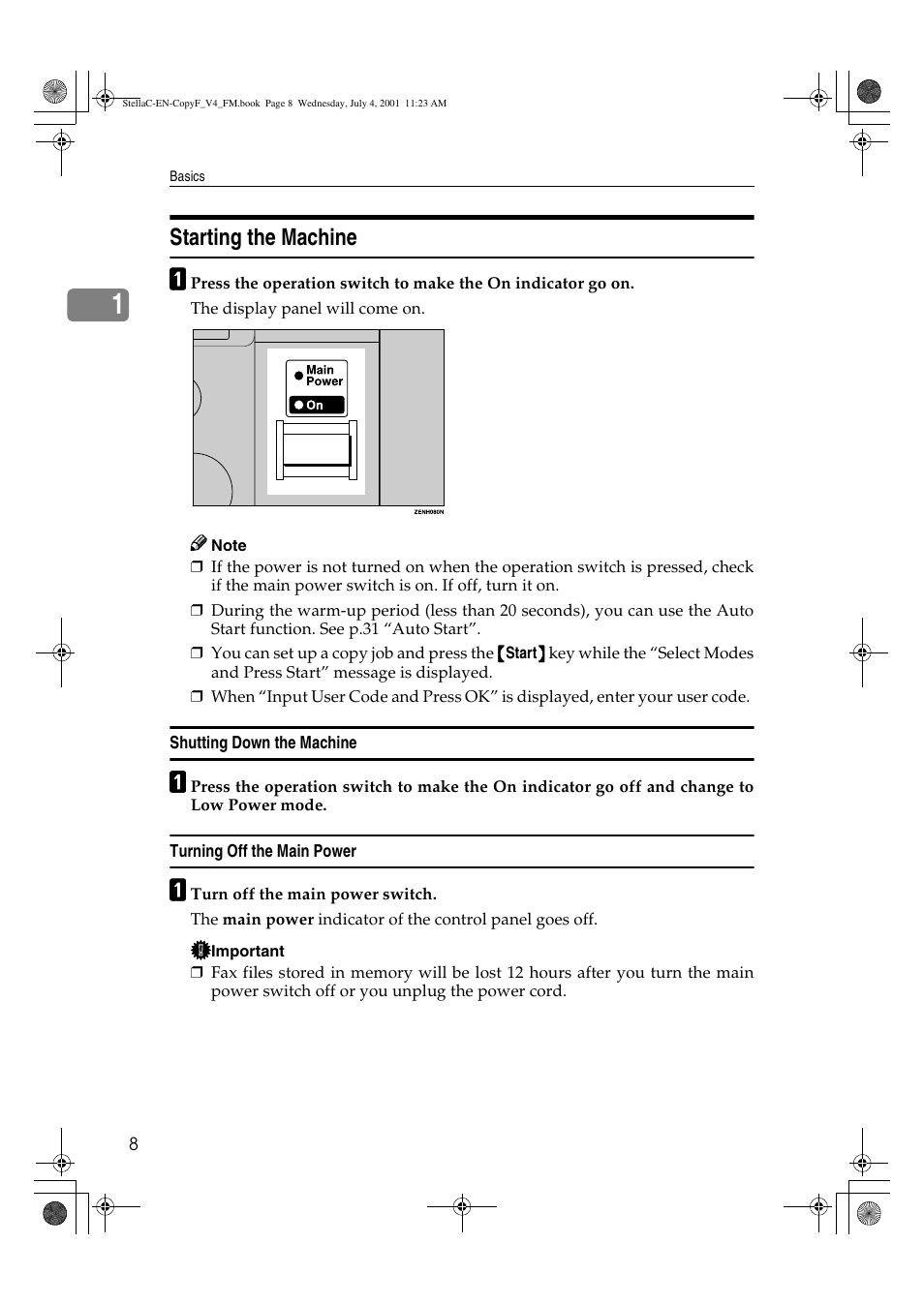 Starting the machine | Dixon Aficio 1515 User Manual | Page 850 / 1171