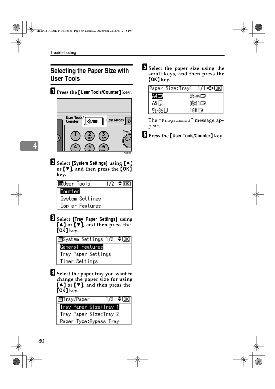 Selecting the paper size with user tools | Dixon Aficio 1515 User Manual | Page 90 / 1171