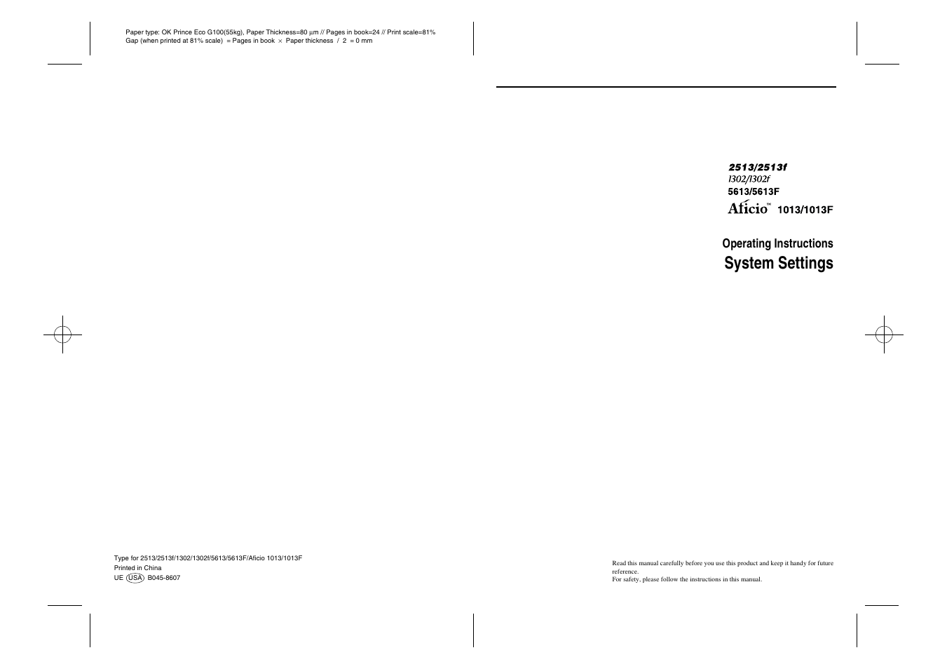B044 system settings, System settings, Operating instructions | Dixon Aficio 1515 User Manual | Page 917 / 1171