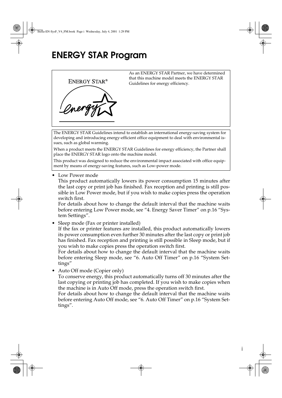 Energy star program | Dixon Aficio 1515 User Manual | Page 919 / 1171