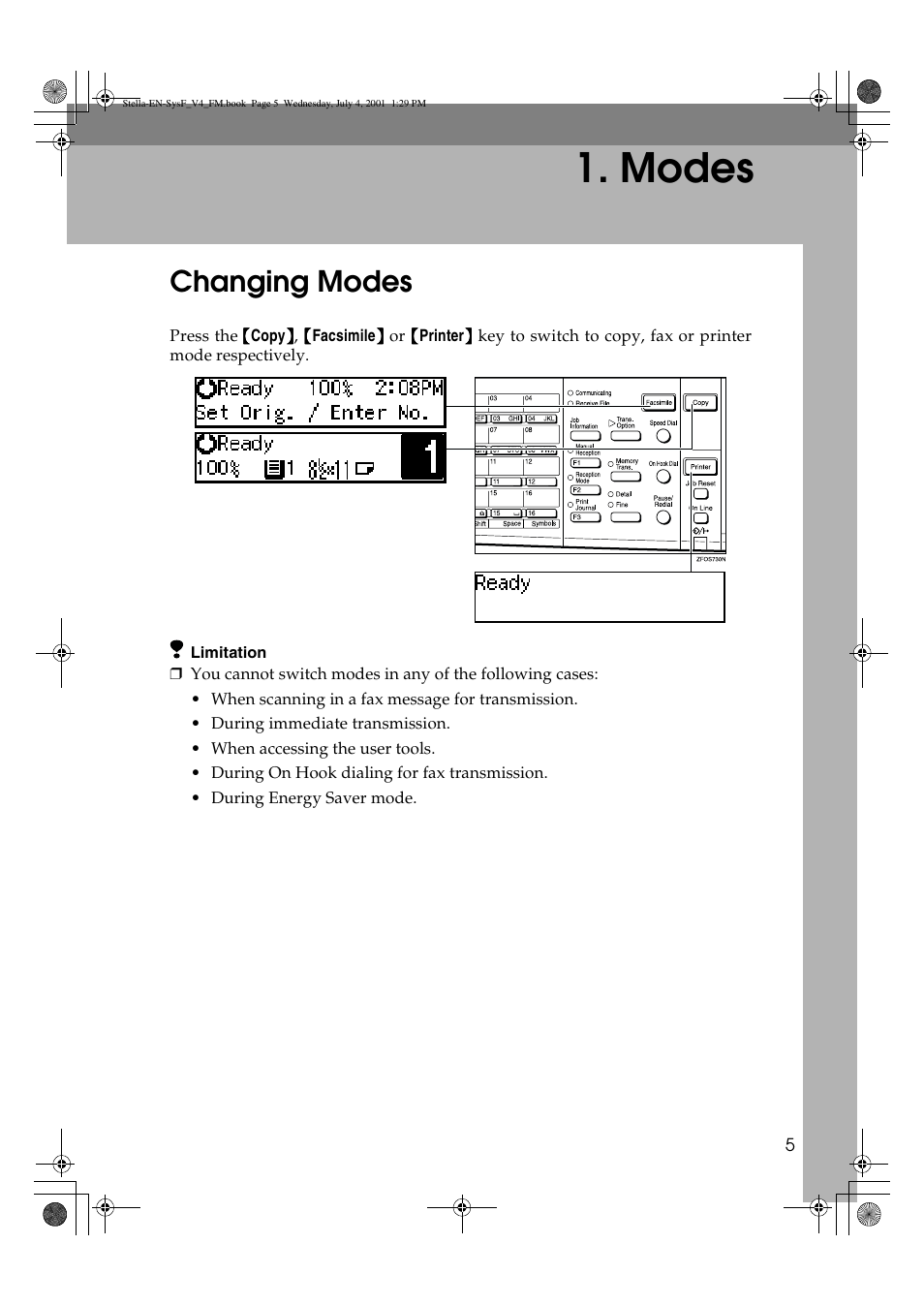 Modes, Changing modes | Dixon Aficio 1515 User Manual | Page 927 / 1171