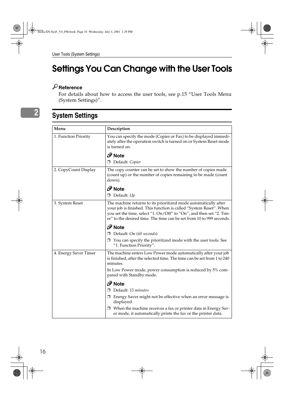 Settings you can change with the user tools, 2settings you can change with the user tools, System settings | Dixon Aficio 1515 User Manual | Page 938 / 1171