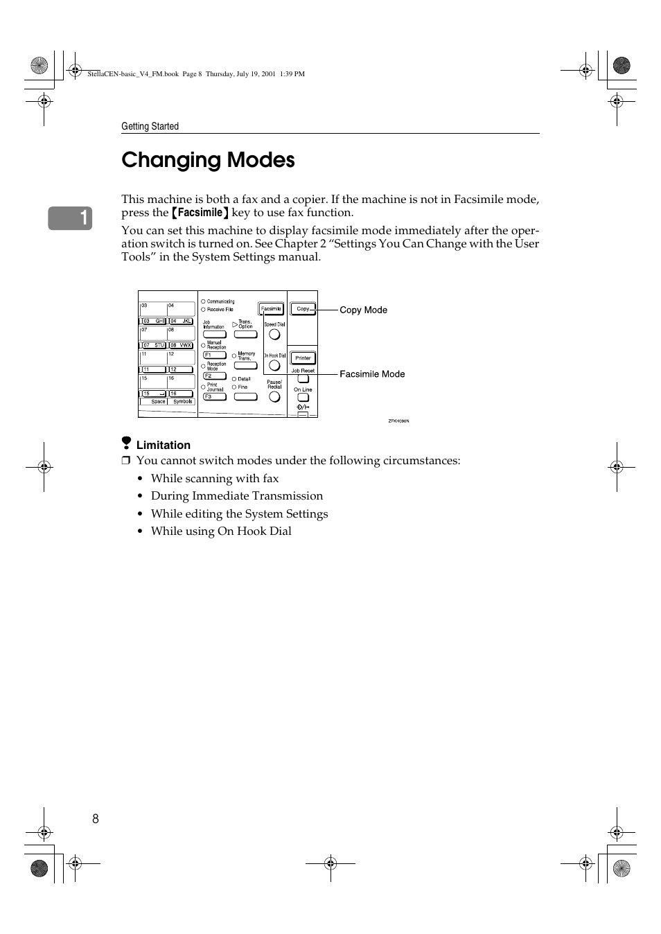 Changing modes, 1changing modes | Dixon Aficio 1515 User Manual | Page 959 / 1171