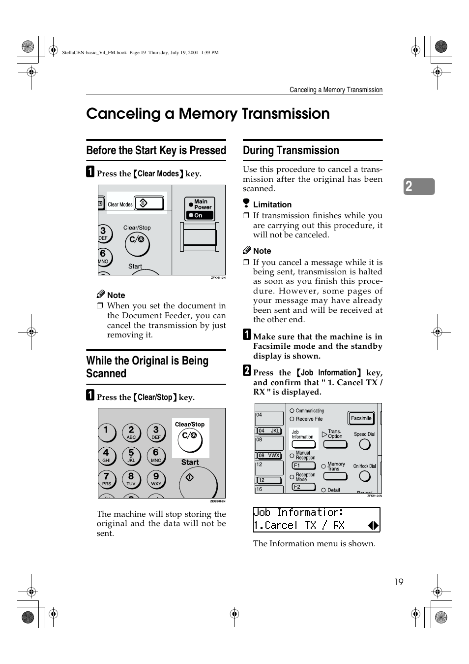 Canceling a memory transmission, Before the start key is pressed, While the original is being scanned | During transmission | Dixon Aficio 1515 User Manual | Page 970 / 1171