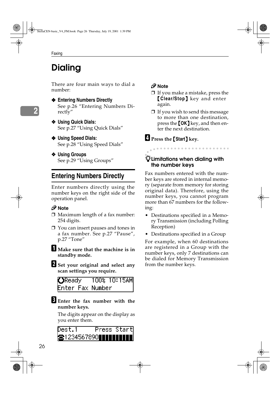 Dialing, 2dialing, Entering numbers directly | Dixon Aficio 1515 User Manual | Page 977 / 1171