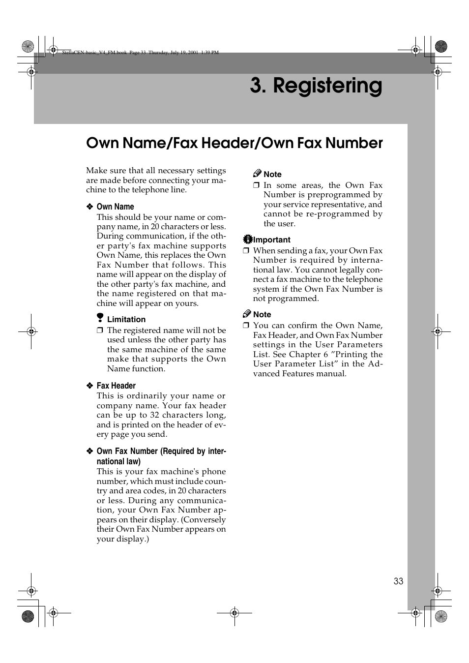 Registering, Own name/fax header/own fax number | Dixon Aficio 1515 User Manual | Page 984 / 1171