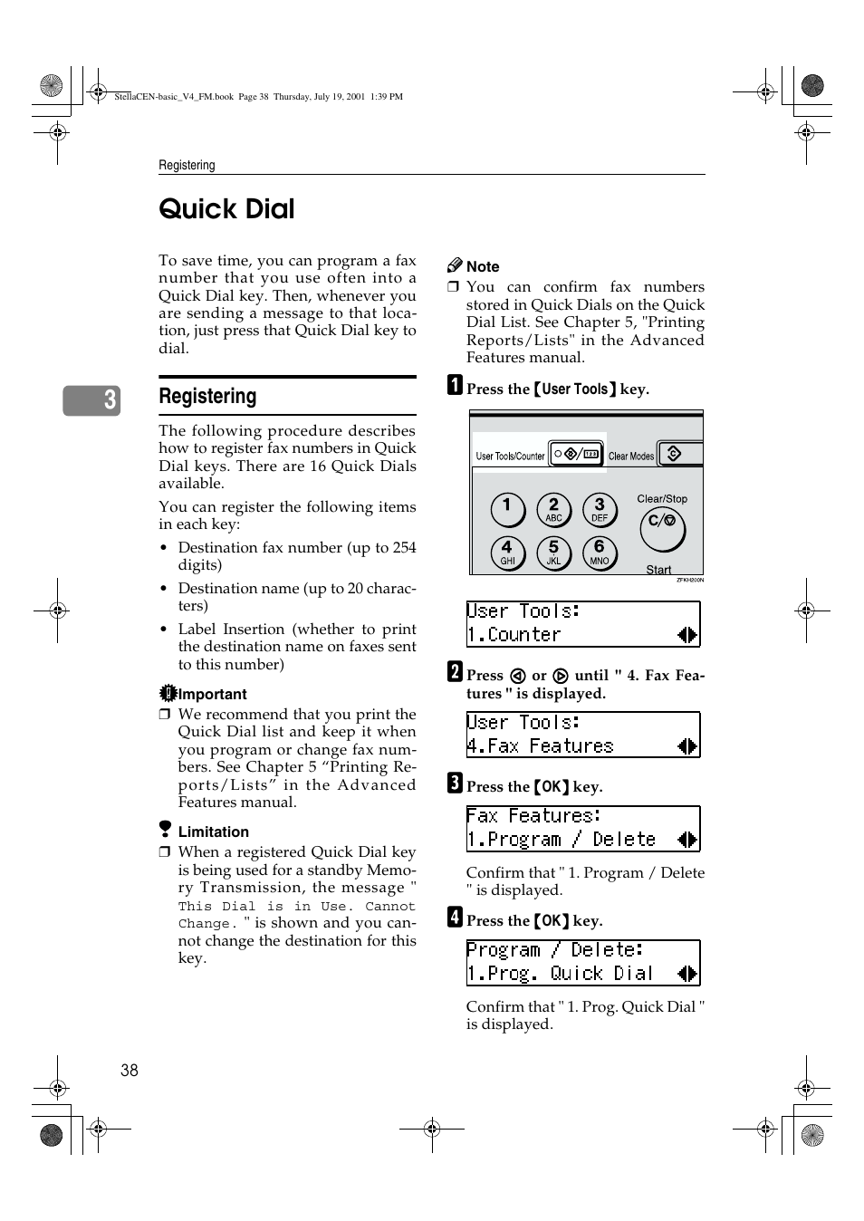 Quick dial, 3quick dial, Registering | Dixon Aficio 1515 User Manual | Page 989 / 1171