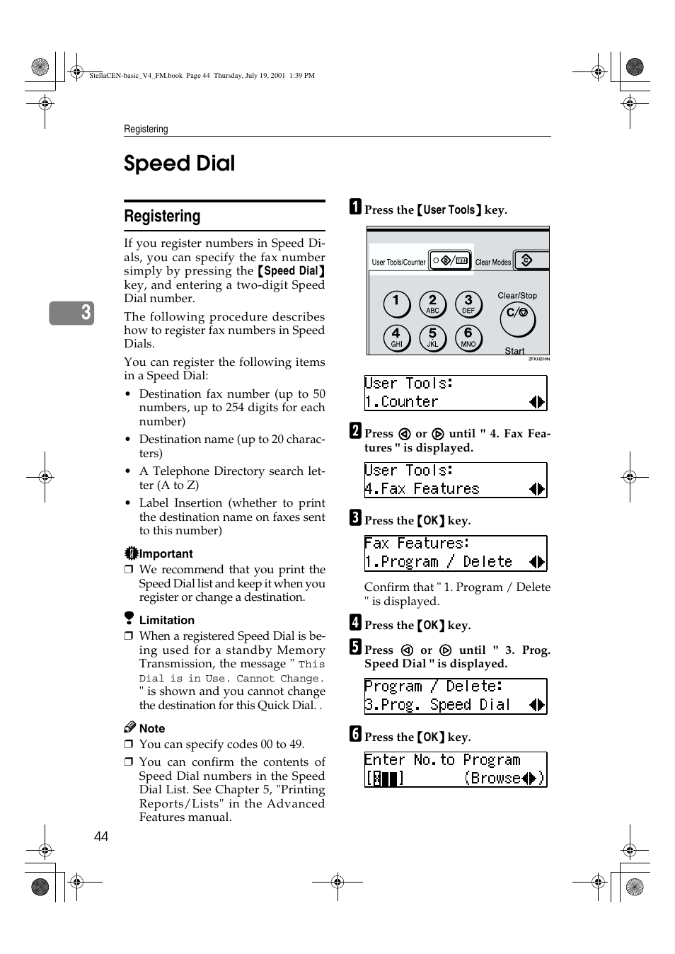 Speed dial, 3speed dial, Registering | Dixon Aficio 1515 User Manual | Page 995 / 1171