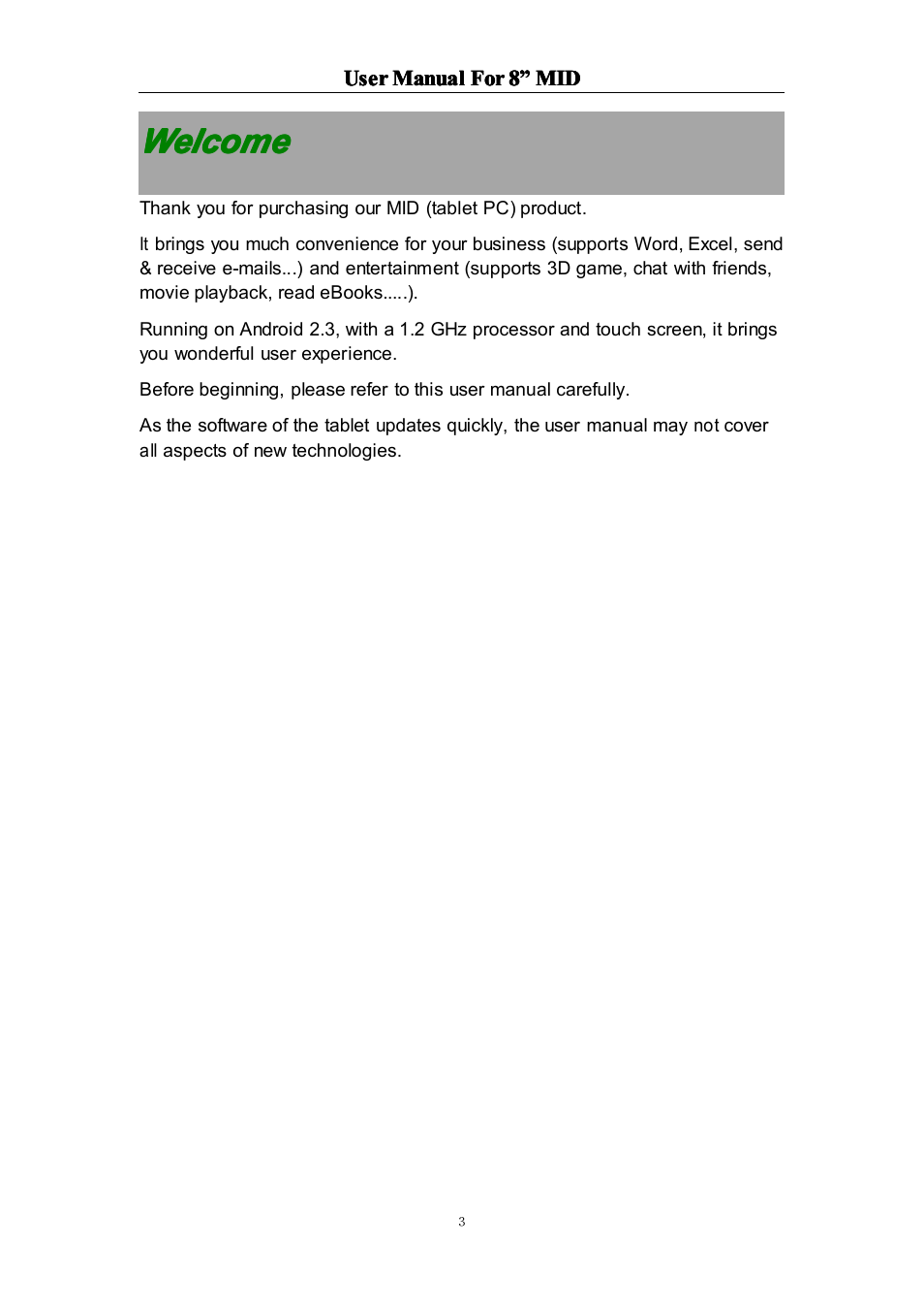 Welcome | Curtis LT8029 User Manual | Page 3 / 19