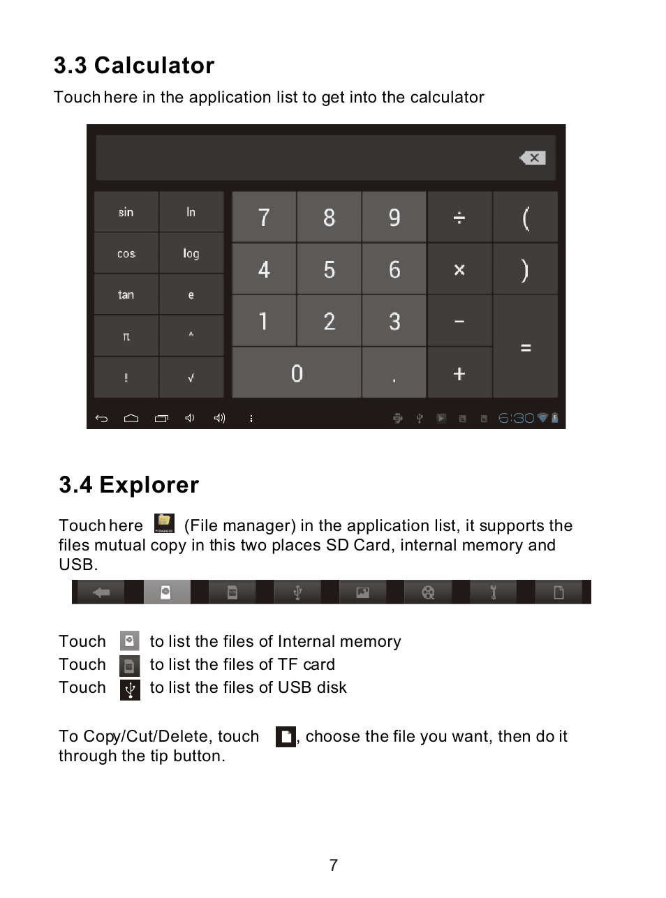 Ò³ãæ 11, 3 calculator, 4 explorer | Curtis LT7033D User Manual | Page 11 / 16