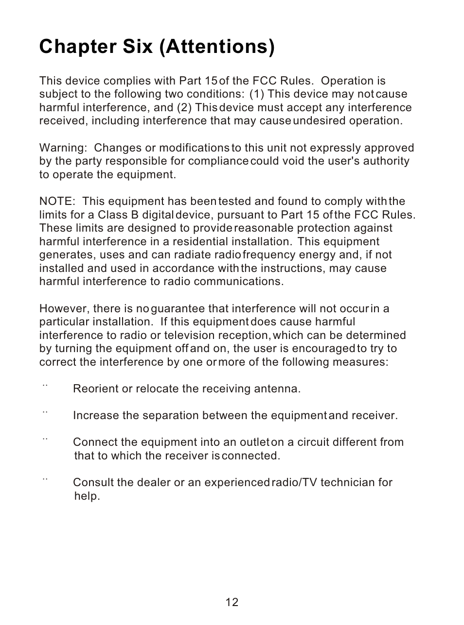 Ò³ãæ 16, Chapter six (attentions) | Curtis LT7033D User Manual | Page 16 / 16