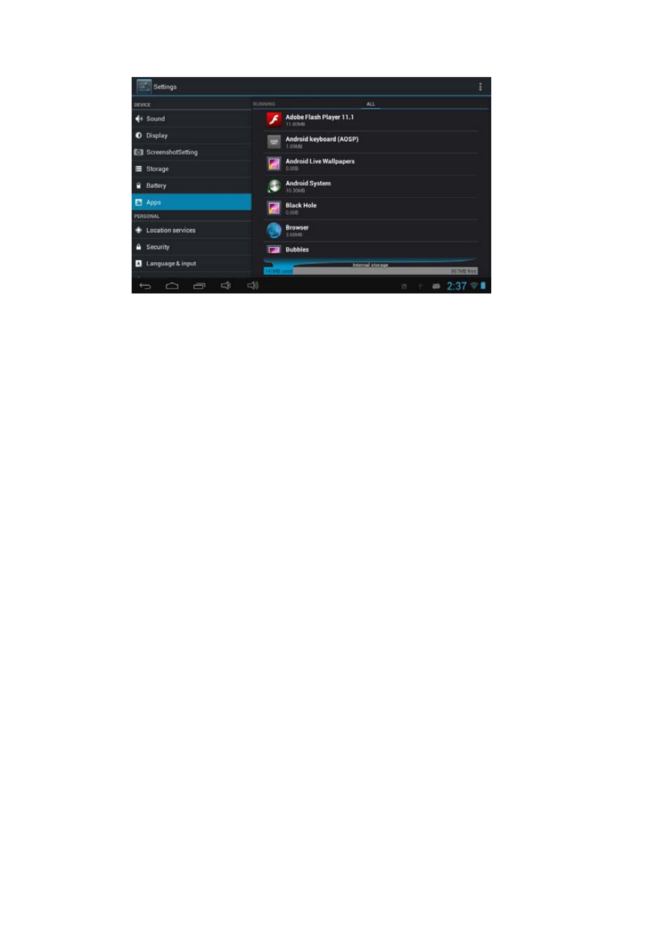 Account & sync, Location services, Security | Curtis LT7035-D User Manual | Page 10 / 17