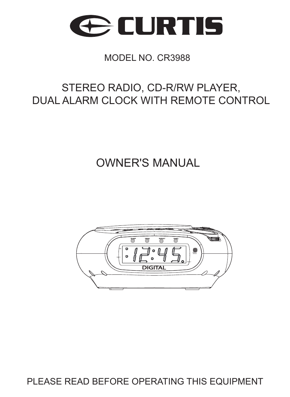 Curtis CR3988 User Manual | 20 pages