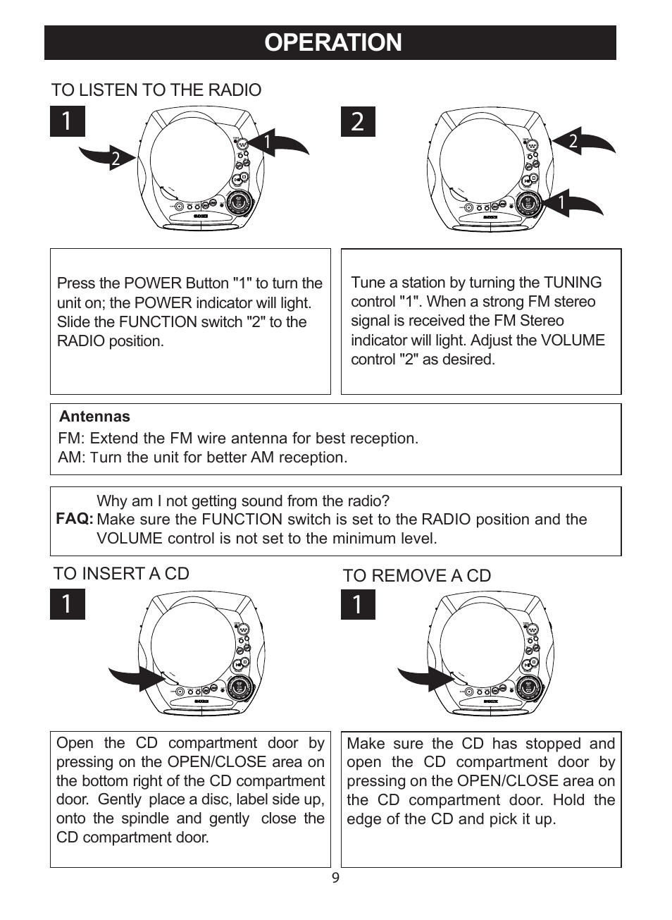 Tion, Operation | Curtis CR3988 User Manual | Page 10 / 20