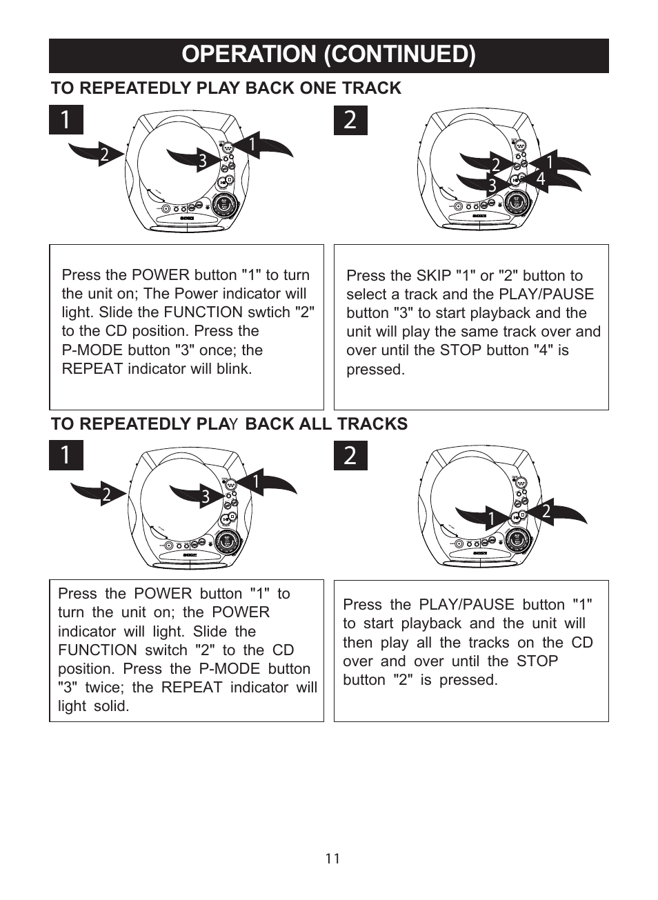 Operation (continued) | Curtis CR3988 User Manual | Page 12 / 20