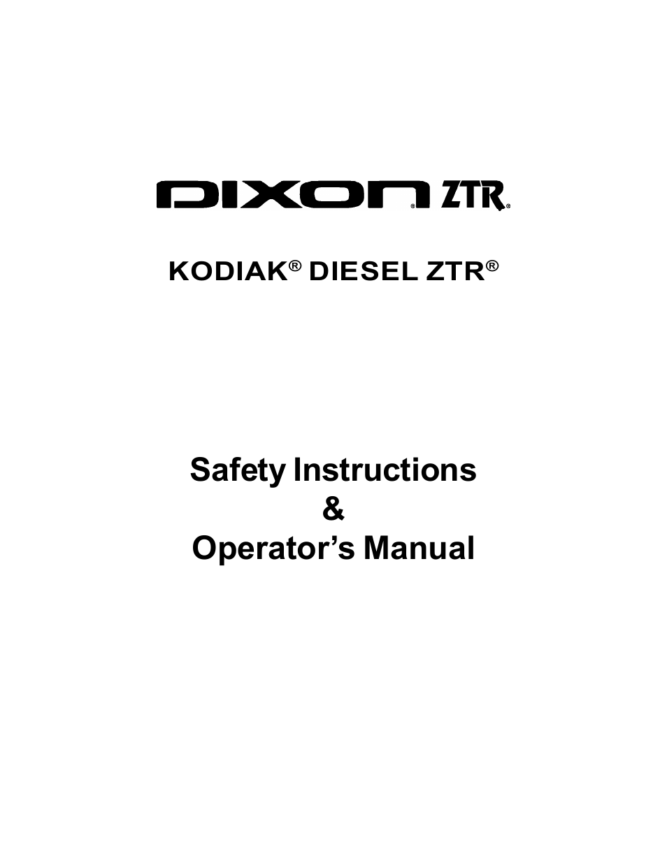 Dixon Kodiak Diesel 18626-106 User Manual | 52 pages