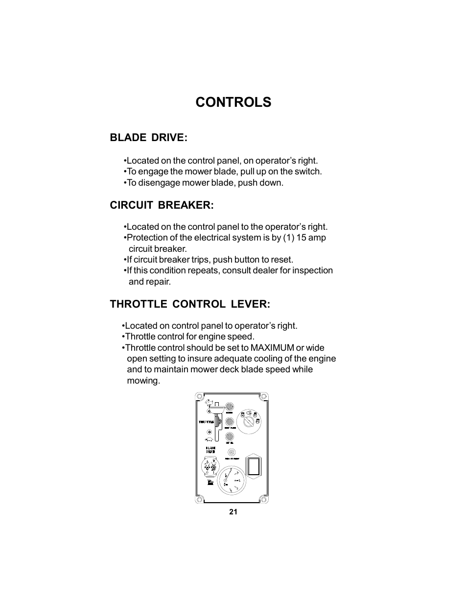 Controls | Dixon Kodiak Diesel 18626-106 User Manual | Page 21 / 52