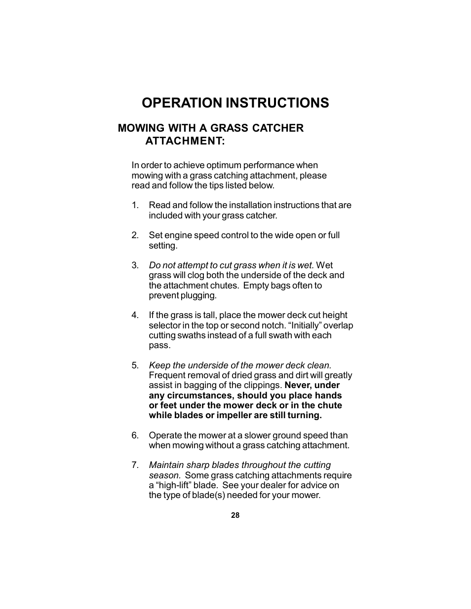 Operation instructions | Dixon Kodiak Diesel 18626-106 User Manual | Page 28 / 52