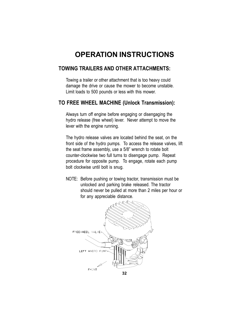 Operation instructions | Dixon Kodiak Diesel 18626-106 User Manual | Page 32 / 52