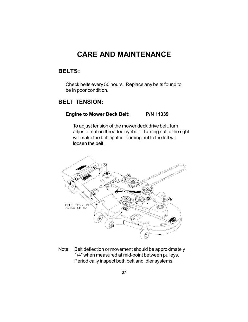 Care and maintenance | Dixon Kodiak Diesel 18626-106 User Manual | Page 37 / 52