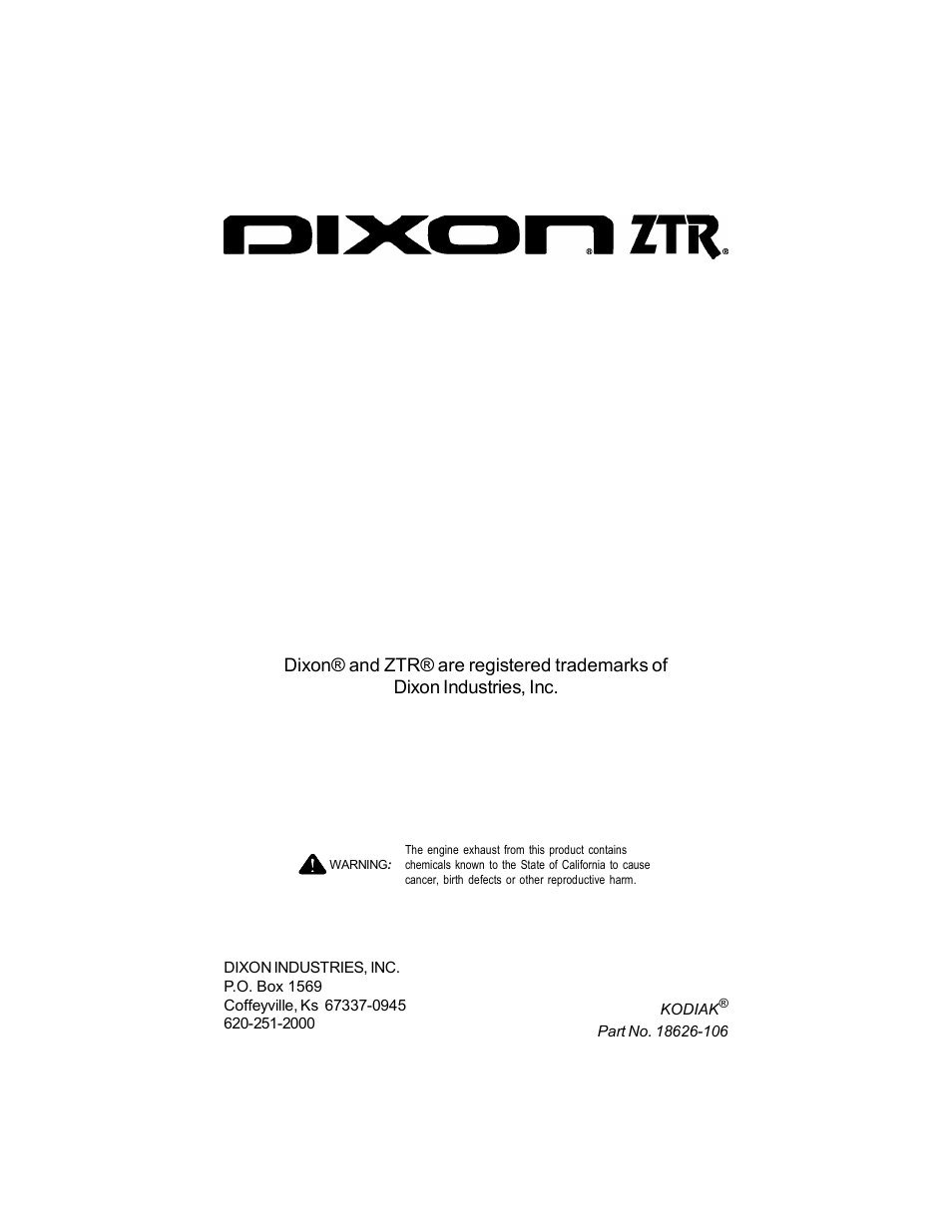 Dixon Kodiak Diesel 18626-106 User Manual | Page 52 / 52