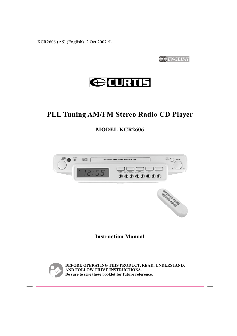 Curtis KCR2606 User Manual | 12 pages