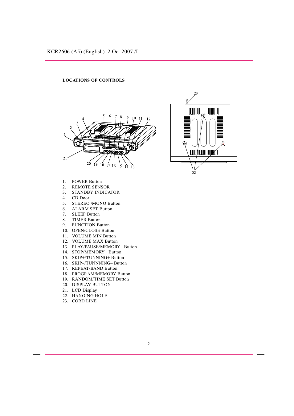 Safety instructions, Pll tuning am/fm stereo radio cd player, Model kcr2606 instruction manual | Curtis KCR2606 User Manual | Page 6 / 12