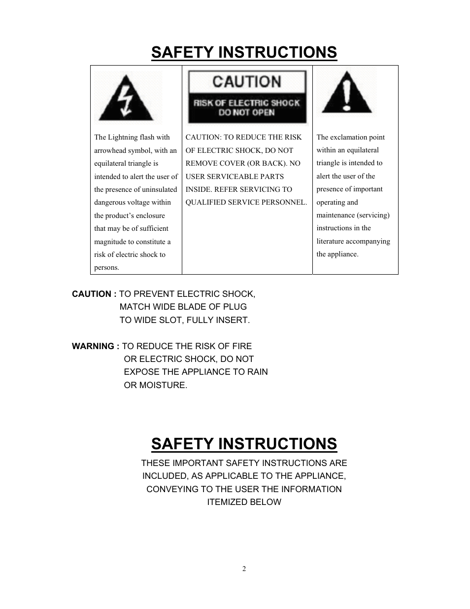 Safety instructions | Curtis CR1252 User Manual | Page 2 / 8