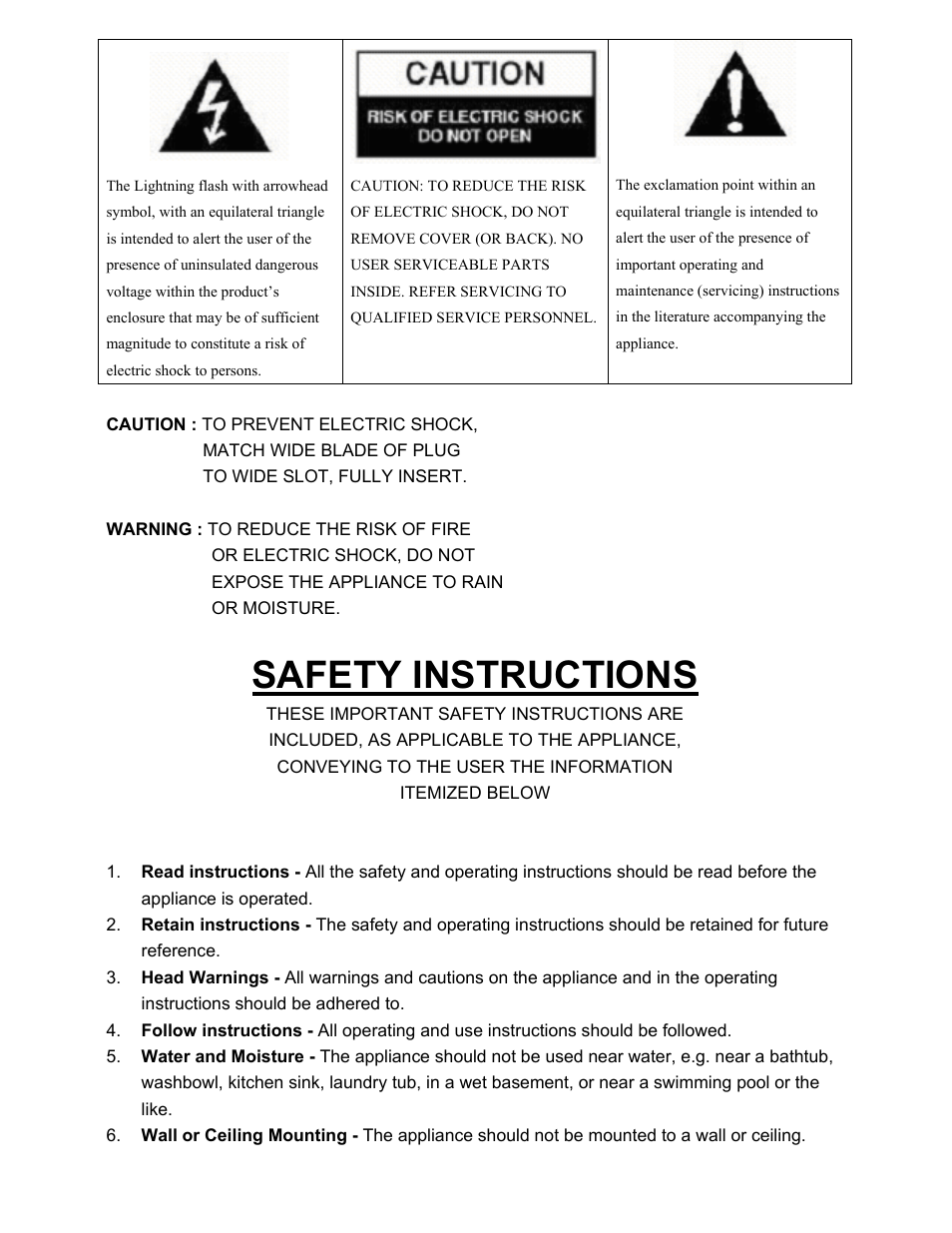 Safety instructions | Curtis CR1276 User Manual | Page 2 / 8