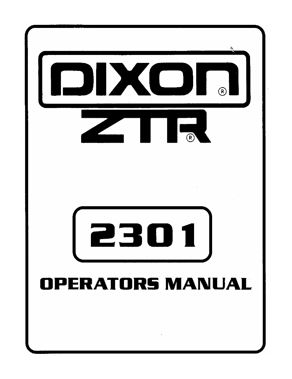 Dixon 2301 User Manual | 42 pages