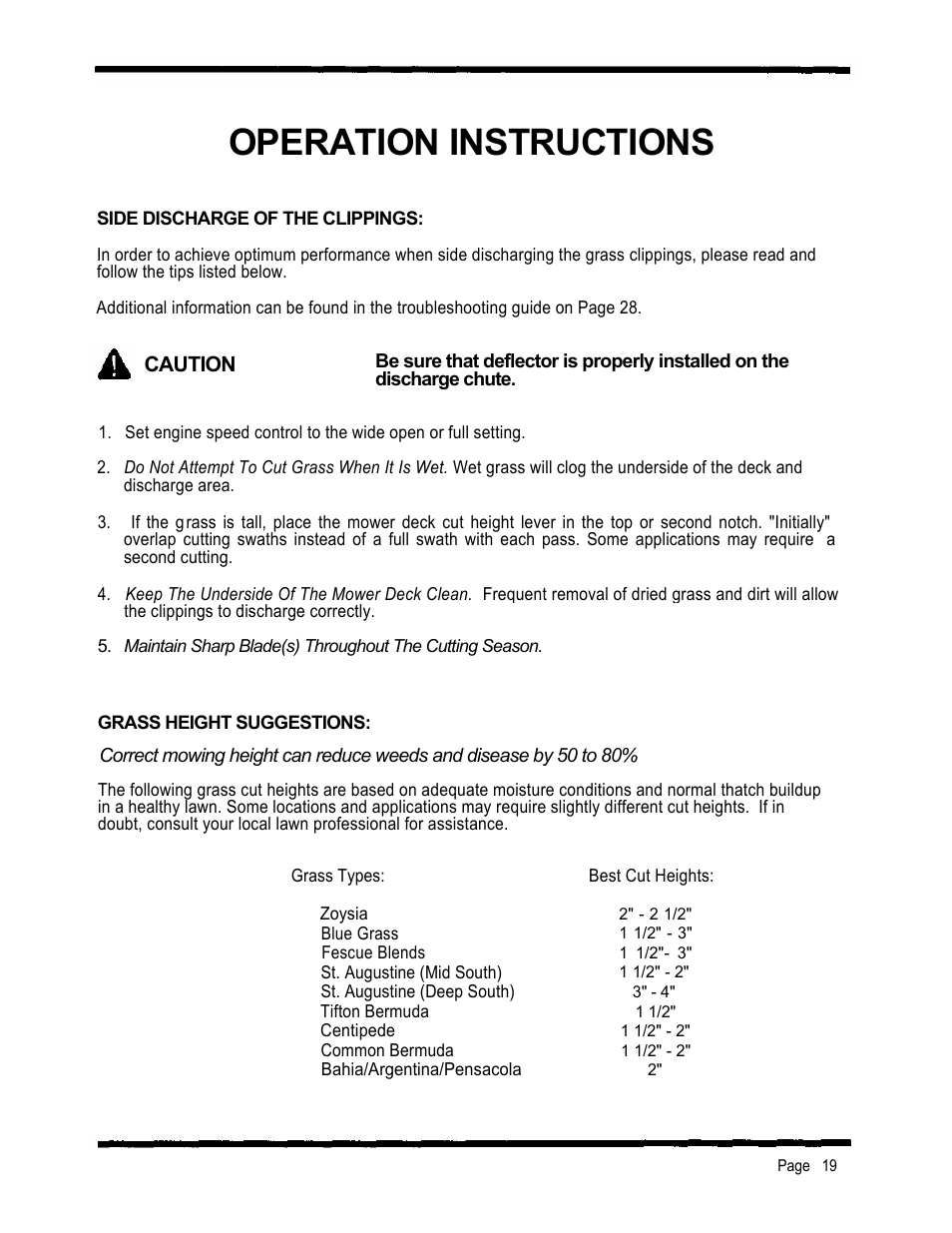 Operation instructions, Caution | Dixon 2301 User Manual | Page 22 / 42