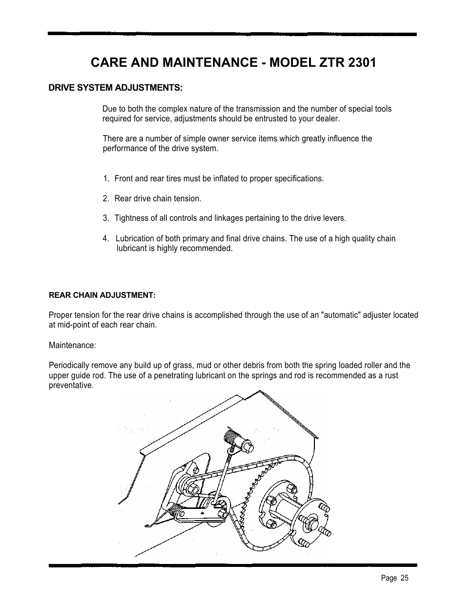 Care and maintenance - model ztr 2301 | Dixon 2301 User Manual | Page 28 / 42