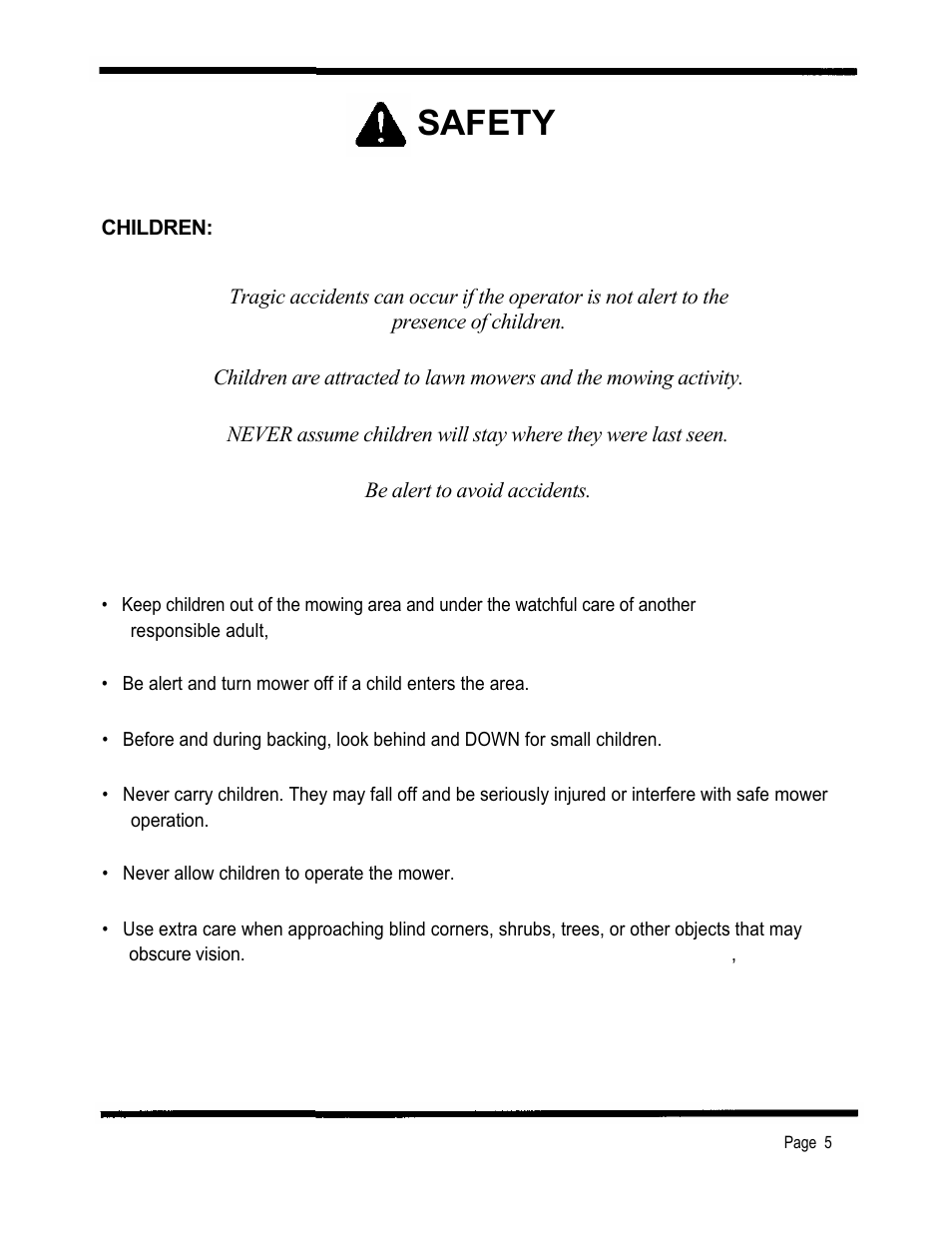 Safety | Dixon 2301 User Manual | Page 8 / 42