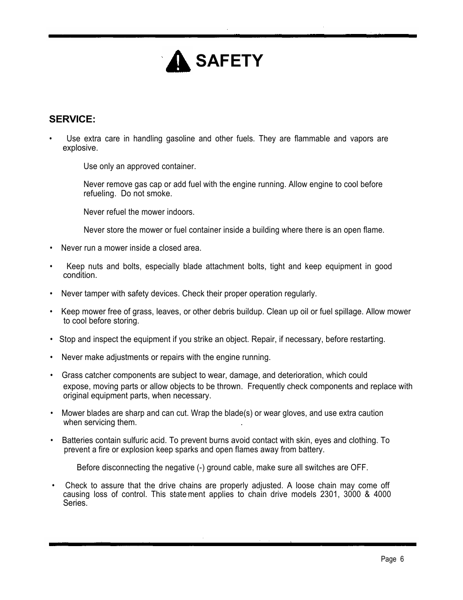 Safety | Dixon 2301 User Manual | Page 9 / 42