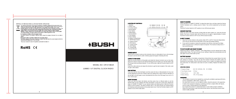 Curtis CR1414BUK User Manual | 1 page