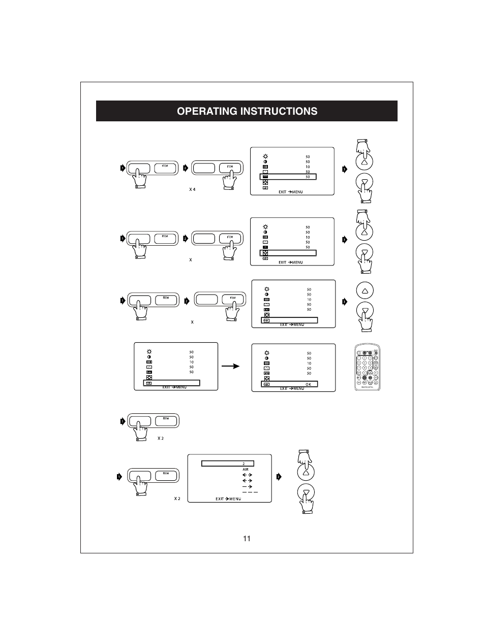 Operating instructions, Hue display mode, Tuning channel | Curtis KCR2611UK User Manual | Page 12 / 15