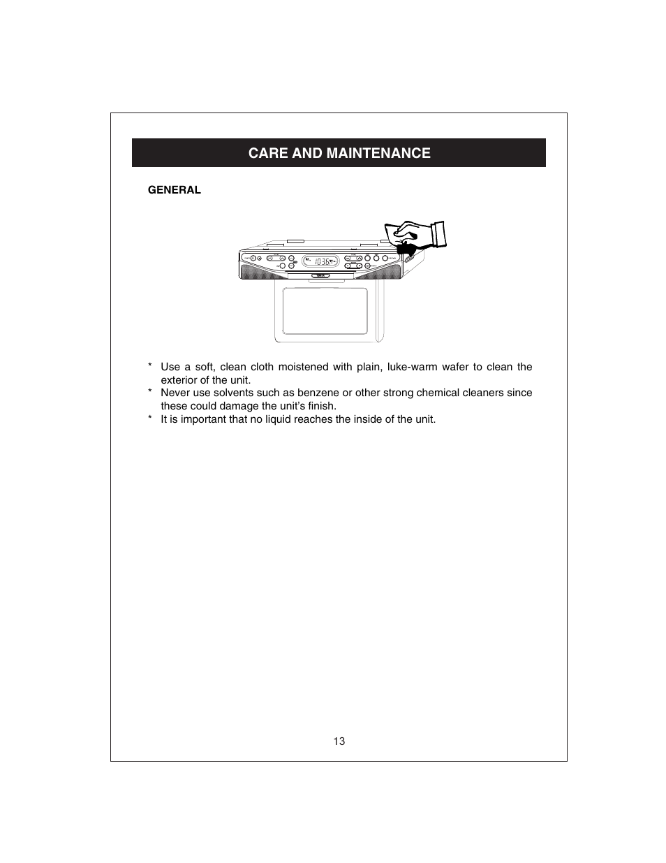 Care and maintenance | Curtis KCR2611UK User Manual | Page 14 / 15