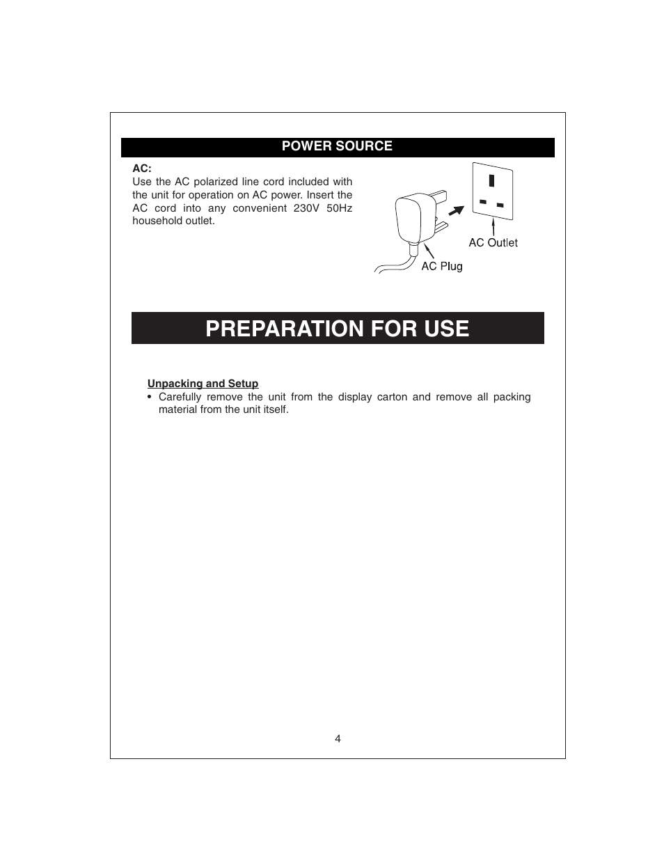 Preparation for use | Curtis KCR2611UK User Manual | Page 5 / 15