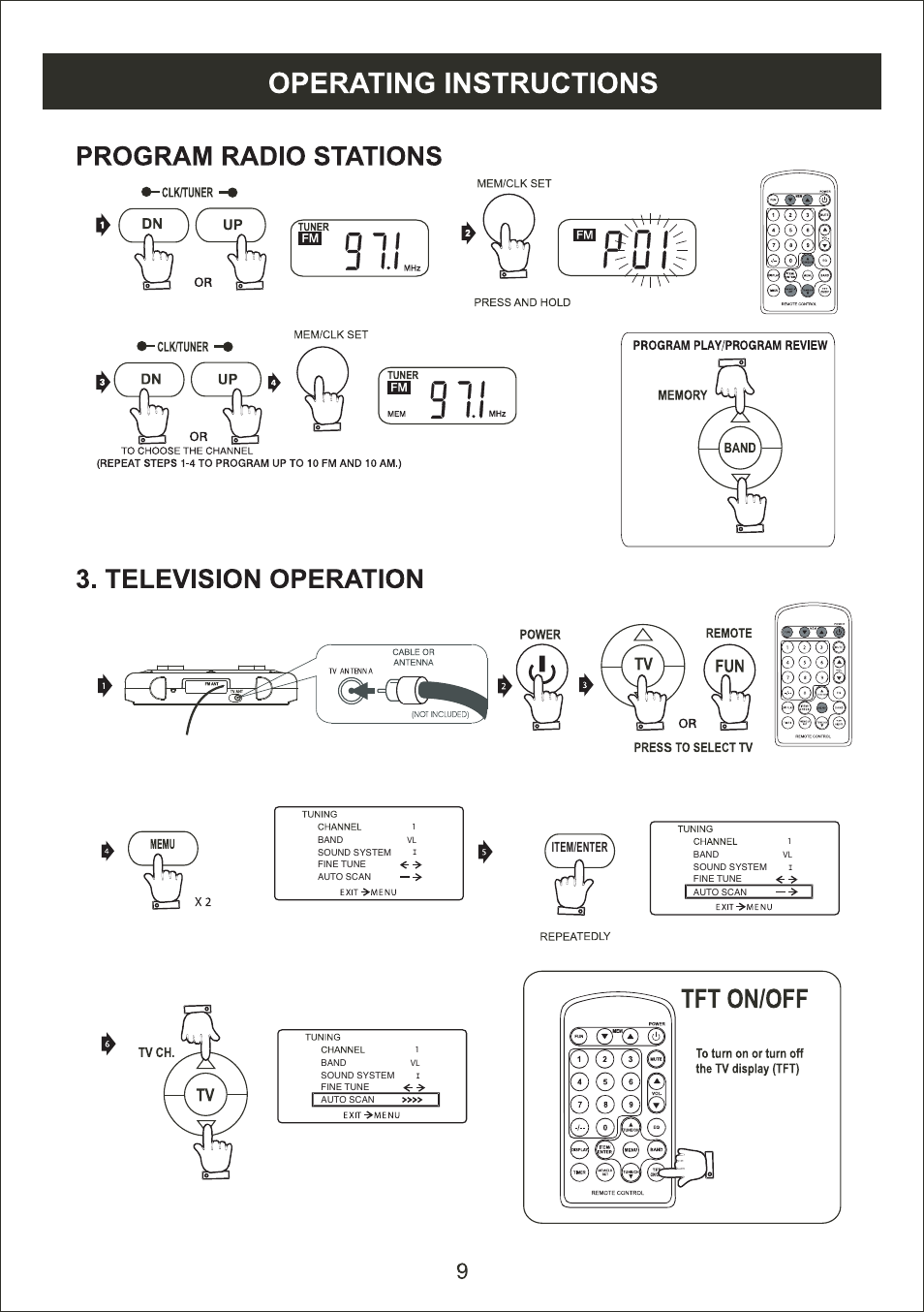 Item/enter | Curtis KCR2622UK User Manual | Page 10 / 17