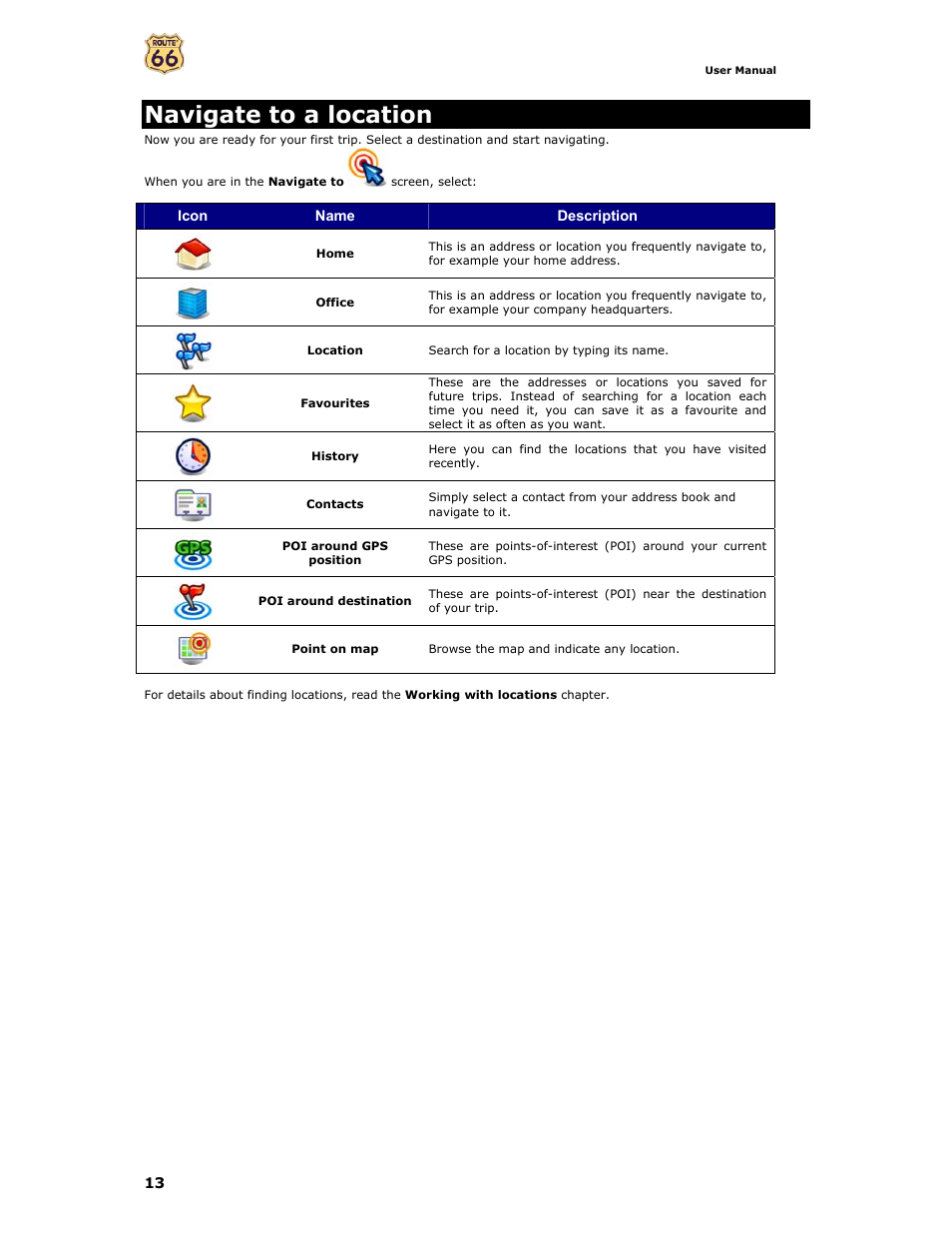 Navigate to a location | Curtis GPD359 User Manual | Page 13 / 71