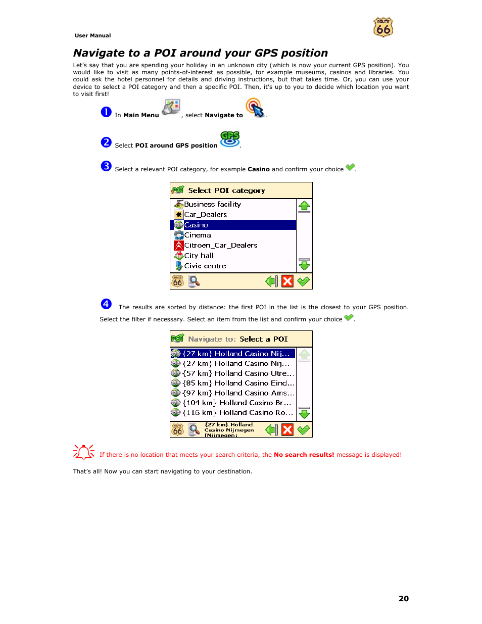 Navigate to a poi around your gps position | Curtis GPD359 User Manual | Page 20 / 71