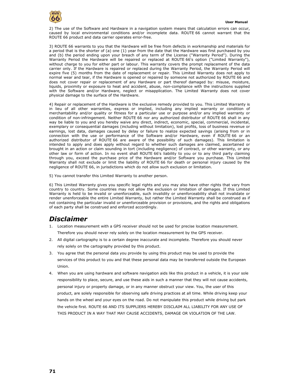 Disclaimer | Curtis GPD359 User Manual | Page 71 / 71