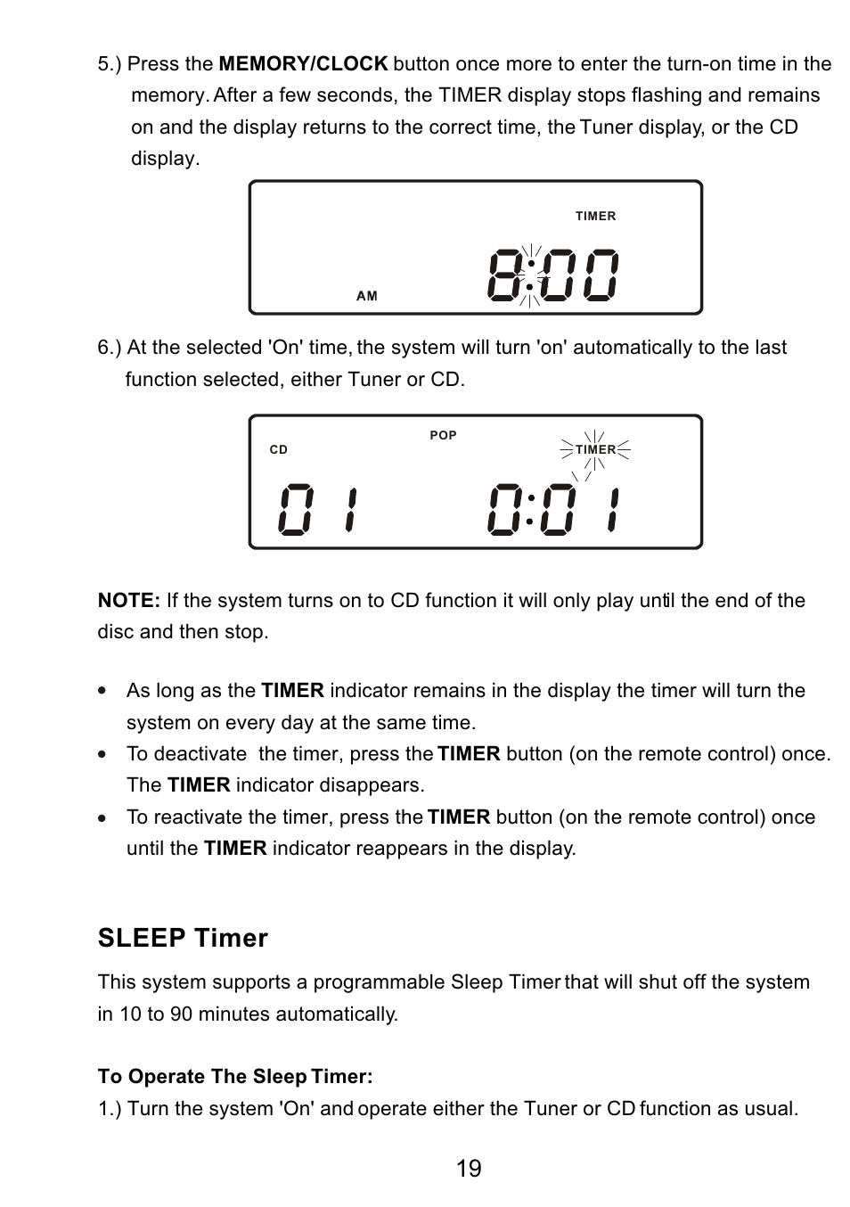 Ò³ãæ 20, Sleep timer | Curtis RCD3830 User Manual | Page 20 / 23