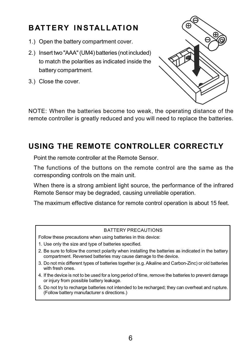 Ò³ãæ 7, Using the remote controller correctly | Curtis RCD3830 User Manual | Page 7 / 23