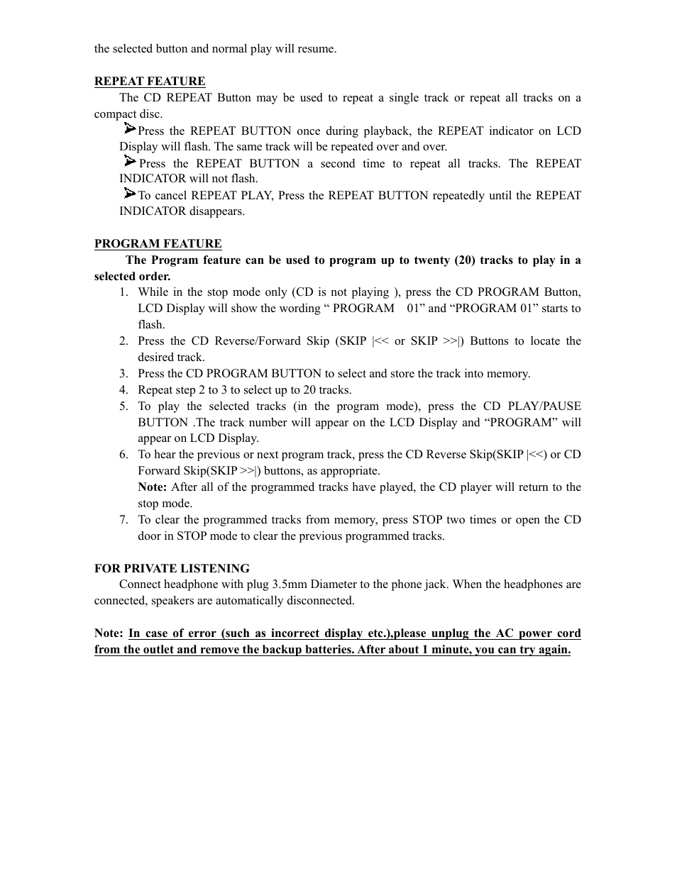 Curtis RCD313 User Manual | Page 11 / 11