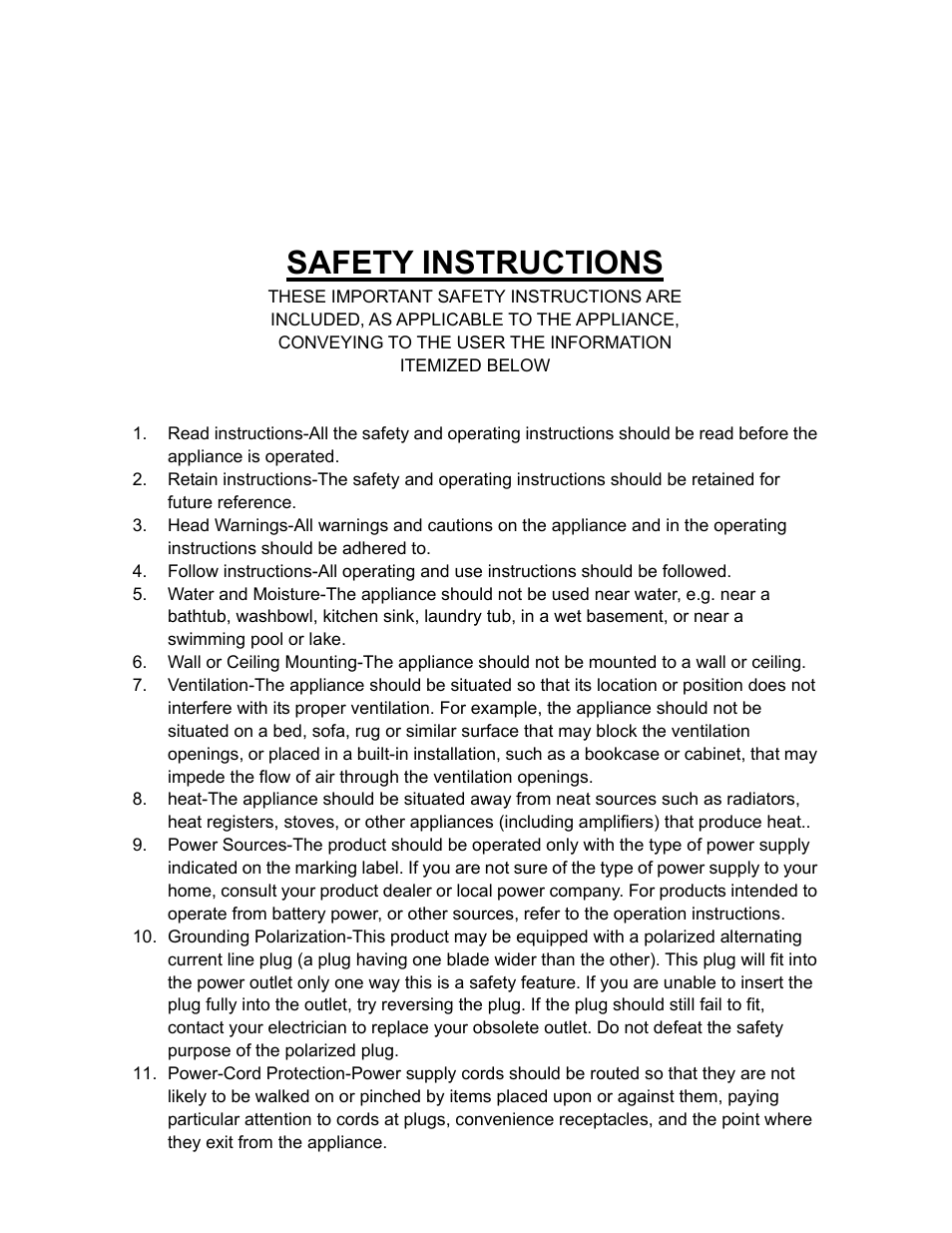 Safety instructions | Curtis RCD313 User Manual | Page 3 / 11